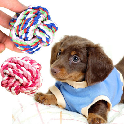 Durable Cotton Rope Ball Dog Toy – Interactive Chew Toy for Teeth Cleaning & Playtime Fun - Knack'd Up