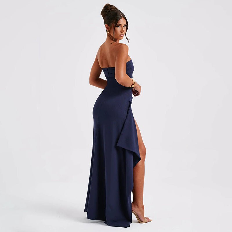 Elegant Strapless High - Slit Evening Gown – Elegant Bodycon Maxi Dress | Timeless Glamour for Parties & Formal Events - Knack'd Up