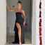 Elegant Strapless High - Slit Evening Gown – Elegant Bodycon Maxi Dress | Timeless Glamour for Parties & Formal Events - Knack'd Up