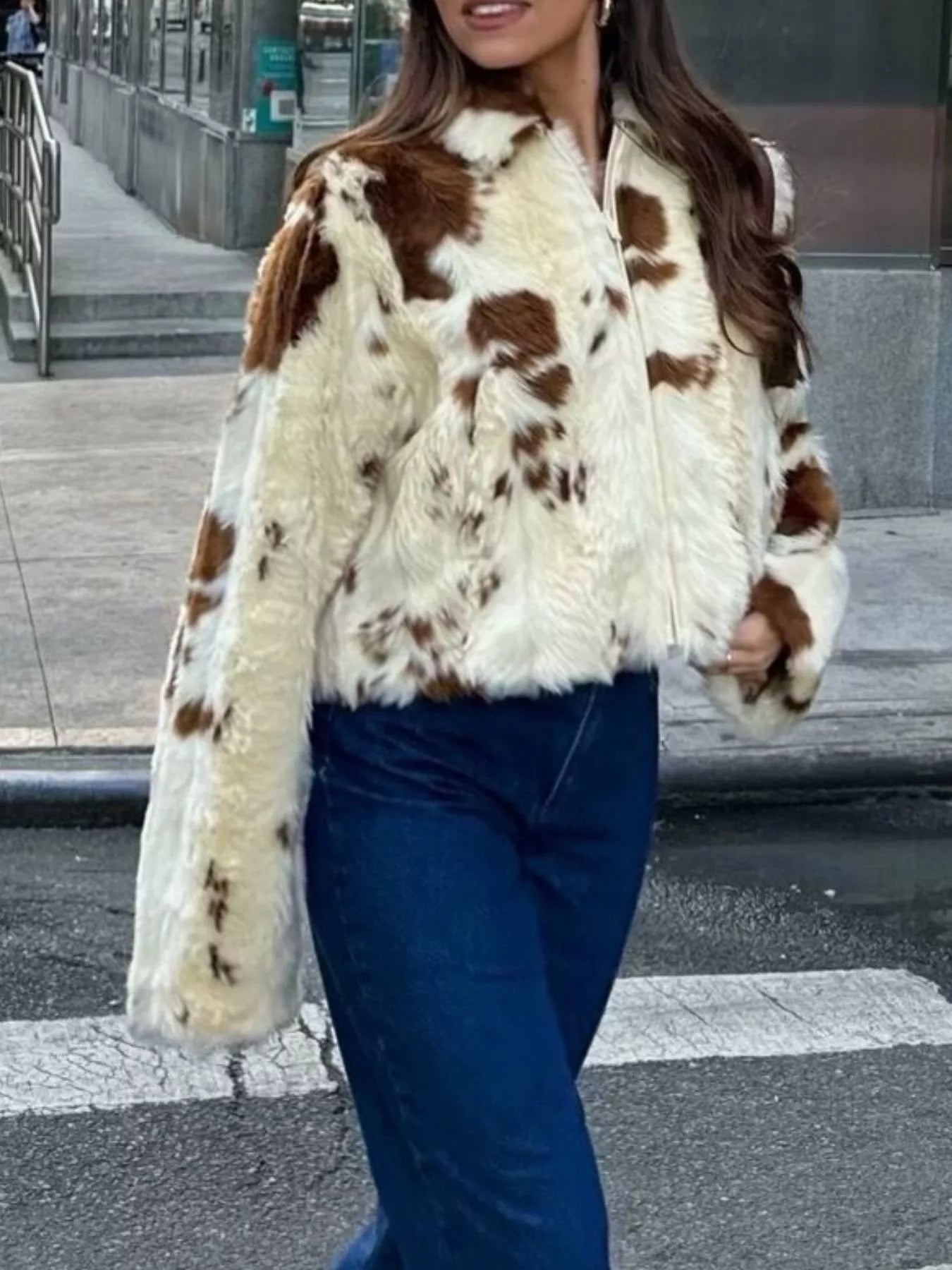 Faux Fur Zip Up Cropped Outerwear - Knack'd Up