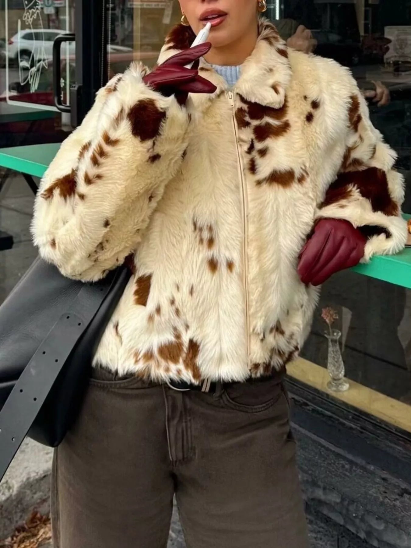 Faux Fur Zip Up Cropped Outerwear - Knack'd Up