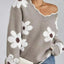 Floral V - Neck Long Sleeve Sweater - Knack'd Up