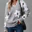 Floral V - Neck Long Sleeve Sweater - Knack'd Up