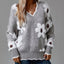 Floral V - Neck Long Sleeve Sweater - Knack'd Up