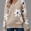 Floral V - Neck Long Sleeve Sweater - Knack'd Up