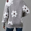 Floral V - Neck Long Sleeve Sweater - Knack'd Up