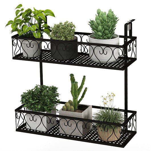 Flower Pot Holder with Adjustable Hooks and 2 Planter Baskets - Knack'd Up
