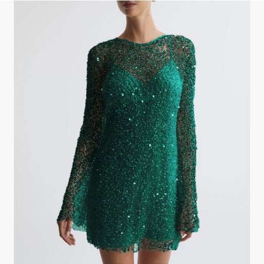 Foam Beads See - Through Mesh Two - Piece Set – Elegant Sparkling Party Dress - Knack'd Up