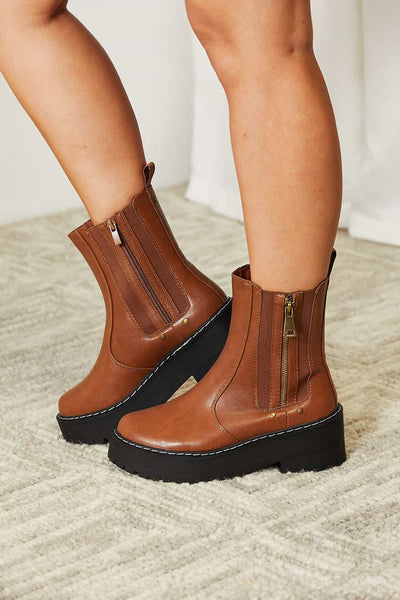 Forever Link Side Zip Platform Boots - Knack'd Up