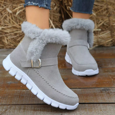 Fuzzy Trim Buckle Boots - Knack'd Up