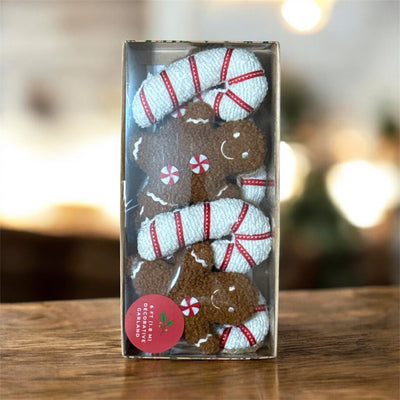 Gingerbread & Candy Cane Christmas Garland – 6FT Soft Plush Holiday Decoration for Trees, Mantels & Home Décor - Knack'd Up