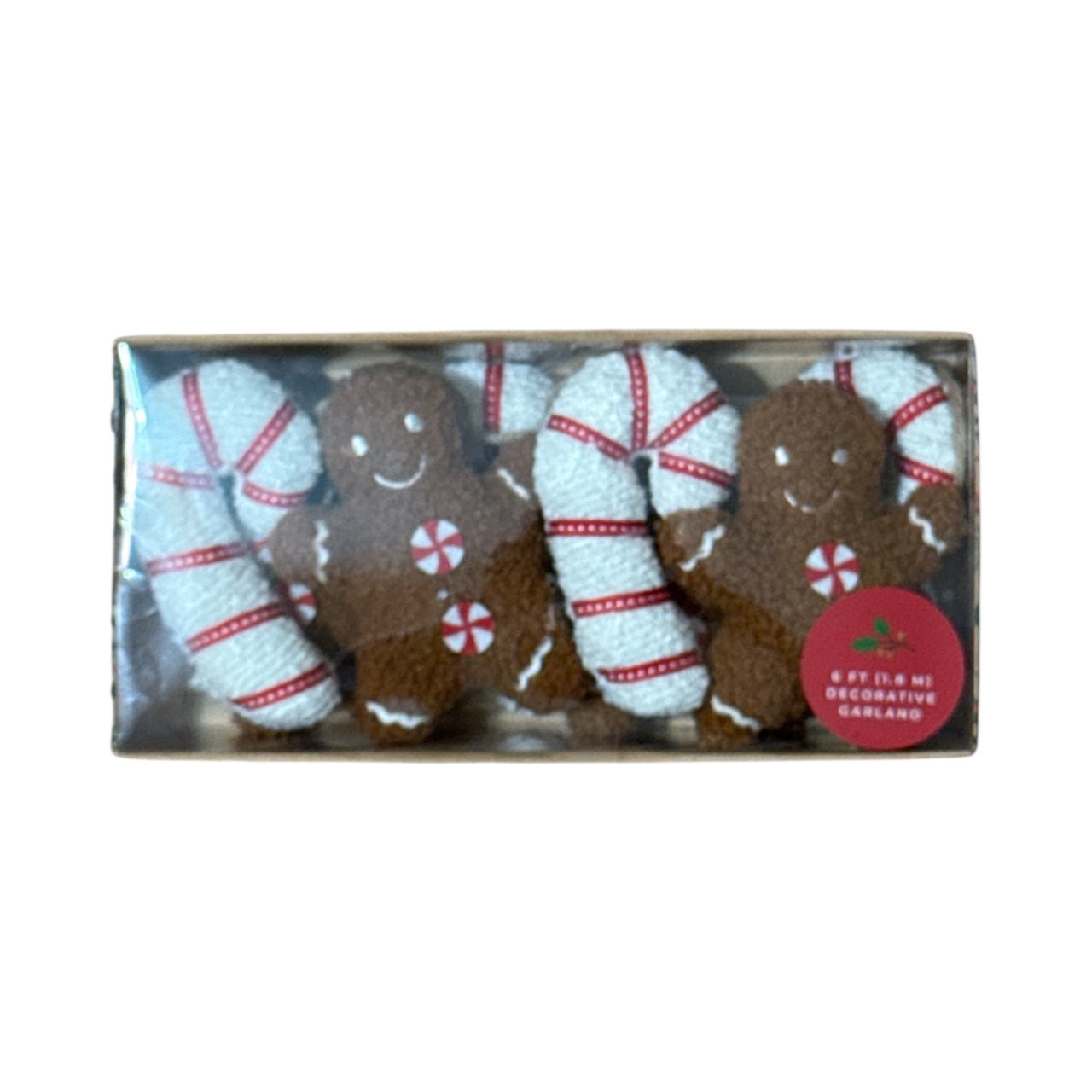 Gingerbread & Candy Cane Christmas Garland – 6FT Soft Plush Holiday Decoration for Trees, Mantels & Home Décor - Knack'd Up