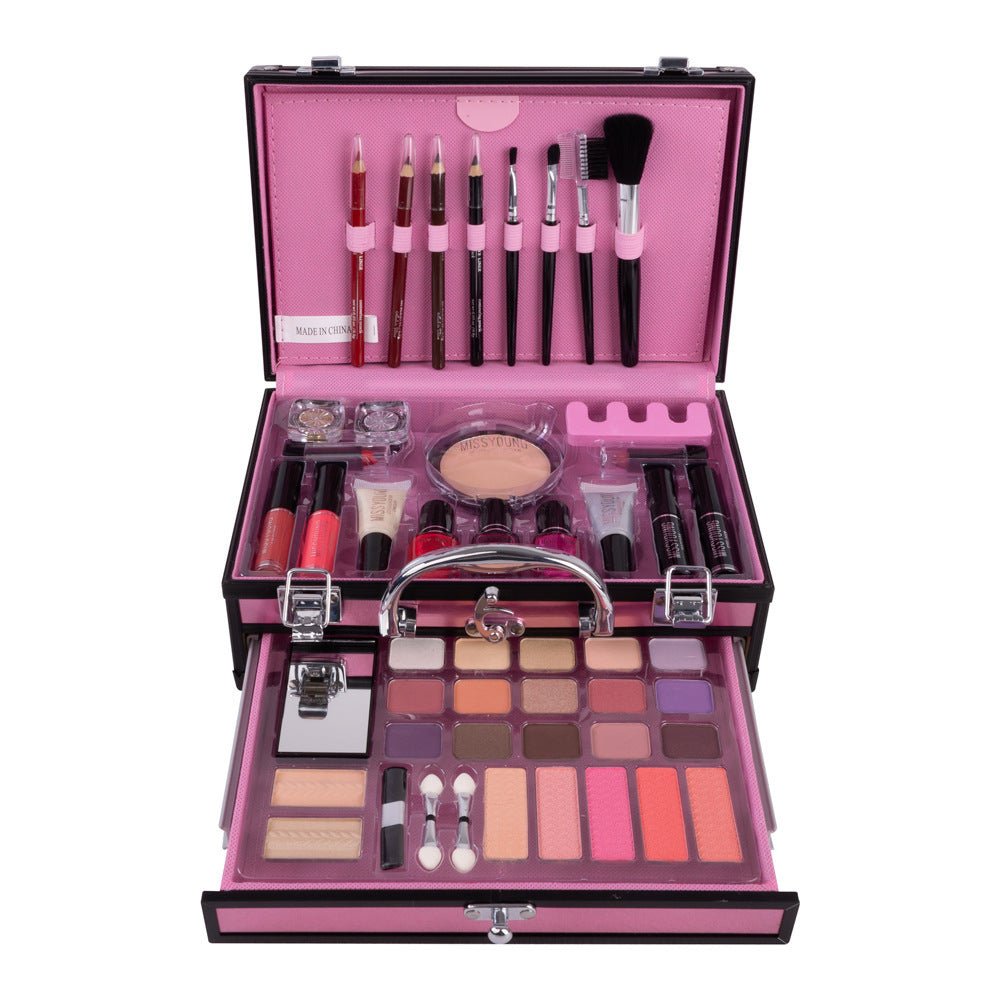 Girls Complete Makeup & Nail Art Kit – All - in - One Facial Cosmetics Set (Pink Collection) - Knack'd Up