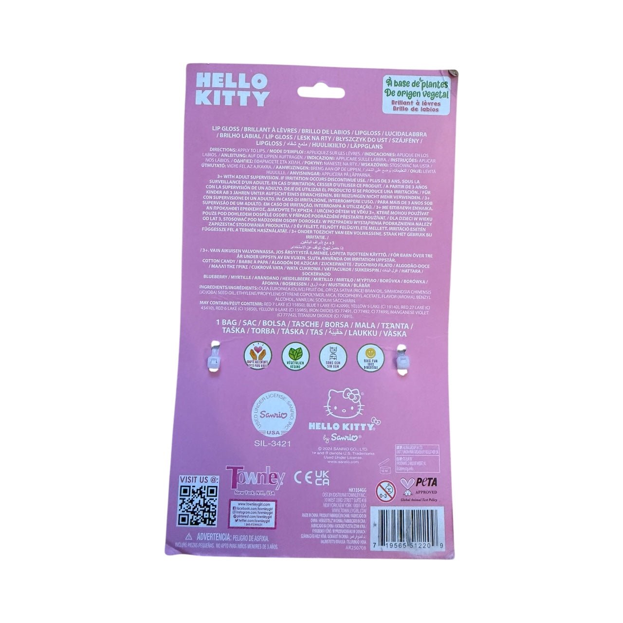 Hello Kitty Lip Gloss Gift Set – Plant - Based Kids Lip Gloss with Keychain Holder (2 - Piece Set) - Knack'd Up