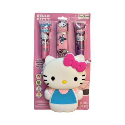 Hello Kitty Lip Gloss Gift Set – Plant - Based Kids Lip Gloss with Keychain Holder (2 - Piece Set) - Knack'd Up