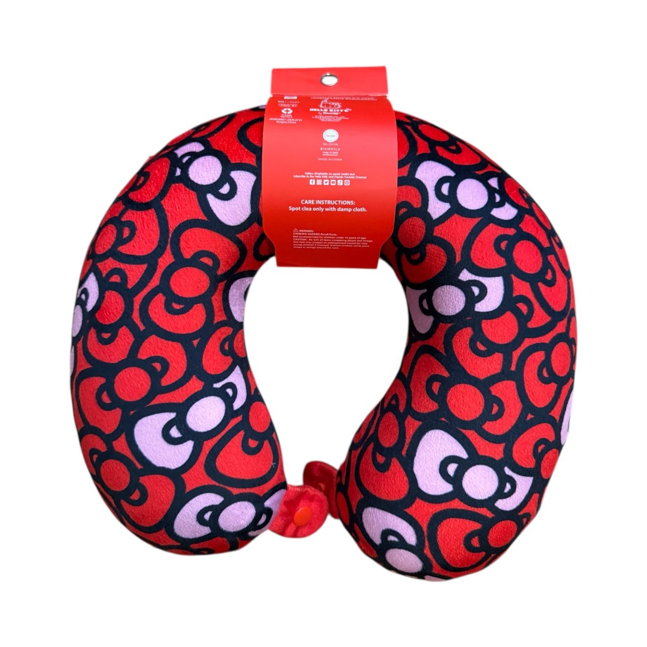 Hello Kitty Memory Foam Neck Pillow – Ergonomic Travel Support Cushion for Airplane, Car & Office Use - Knack'd Up