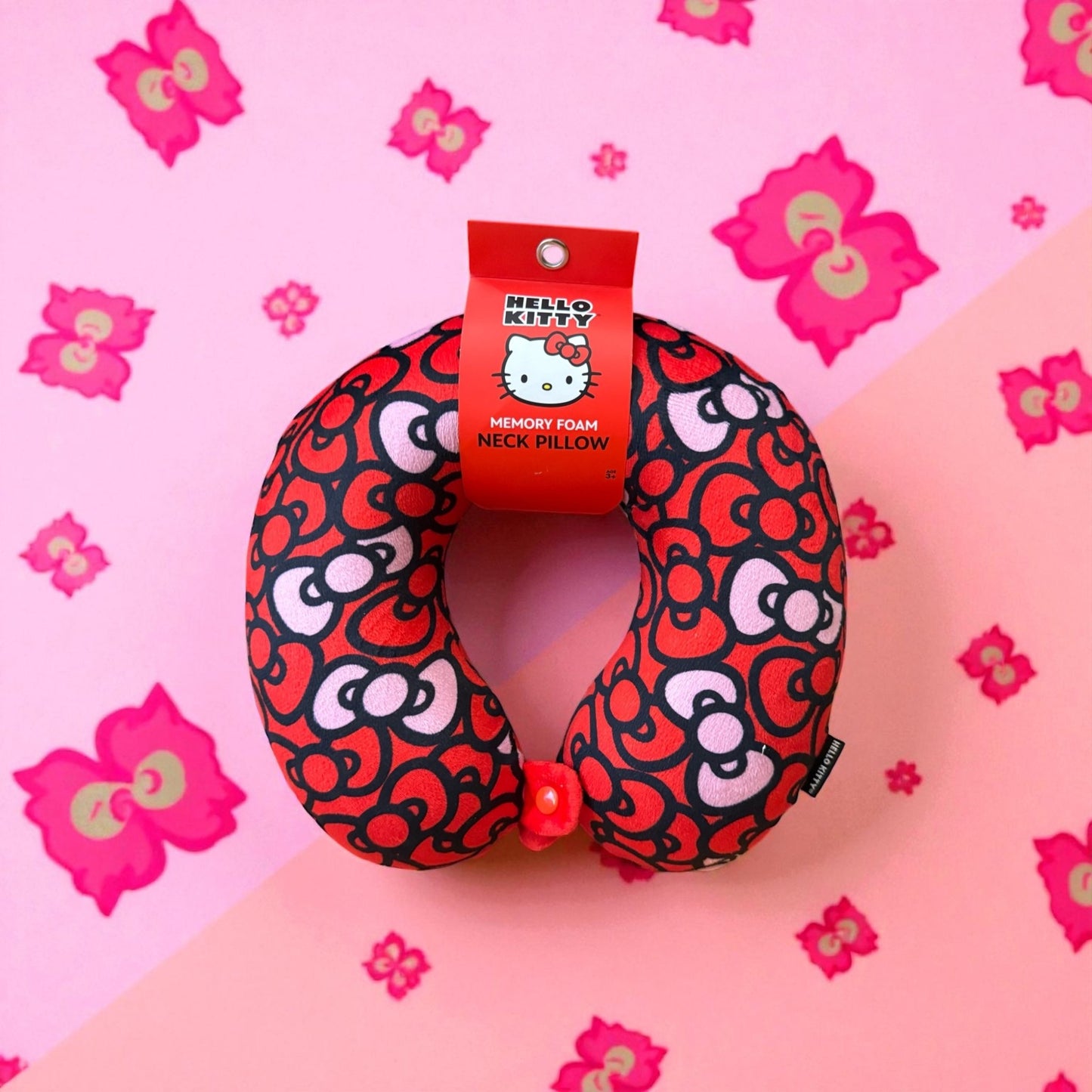 Hello Kitty Memory Foam Neck Pillow – Ergonomic Travel Support Cushion for Airplane, Car & Office Use - Knack'd Up