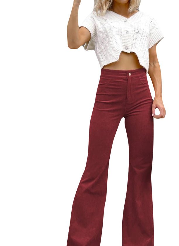 High - Waisted Corduroy Flare Pants – Retro ‘70s Style Comeback - Knack'd Up