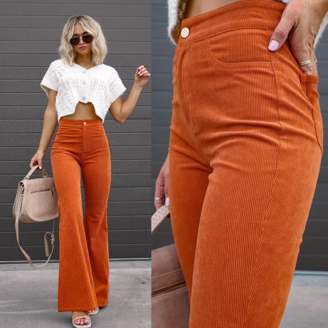 High - Waisted Corduroy Flare Pants – Retro ‘70s Style Comeback - Knack'd Up