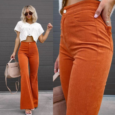 High - Waisted Corduroy Flare Pants – Retro ‘70s Style Comeback - Knack'd Up