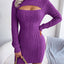 Hollow - Out Cable - Knit Bodycon Sweater Dress – Waist - Cinching Long Sleeve Knit Dress for Fall & Winter - Knack'd Up
