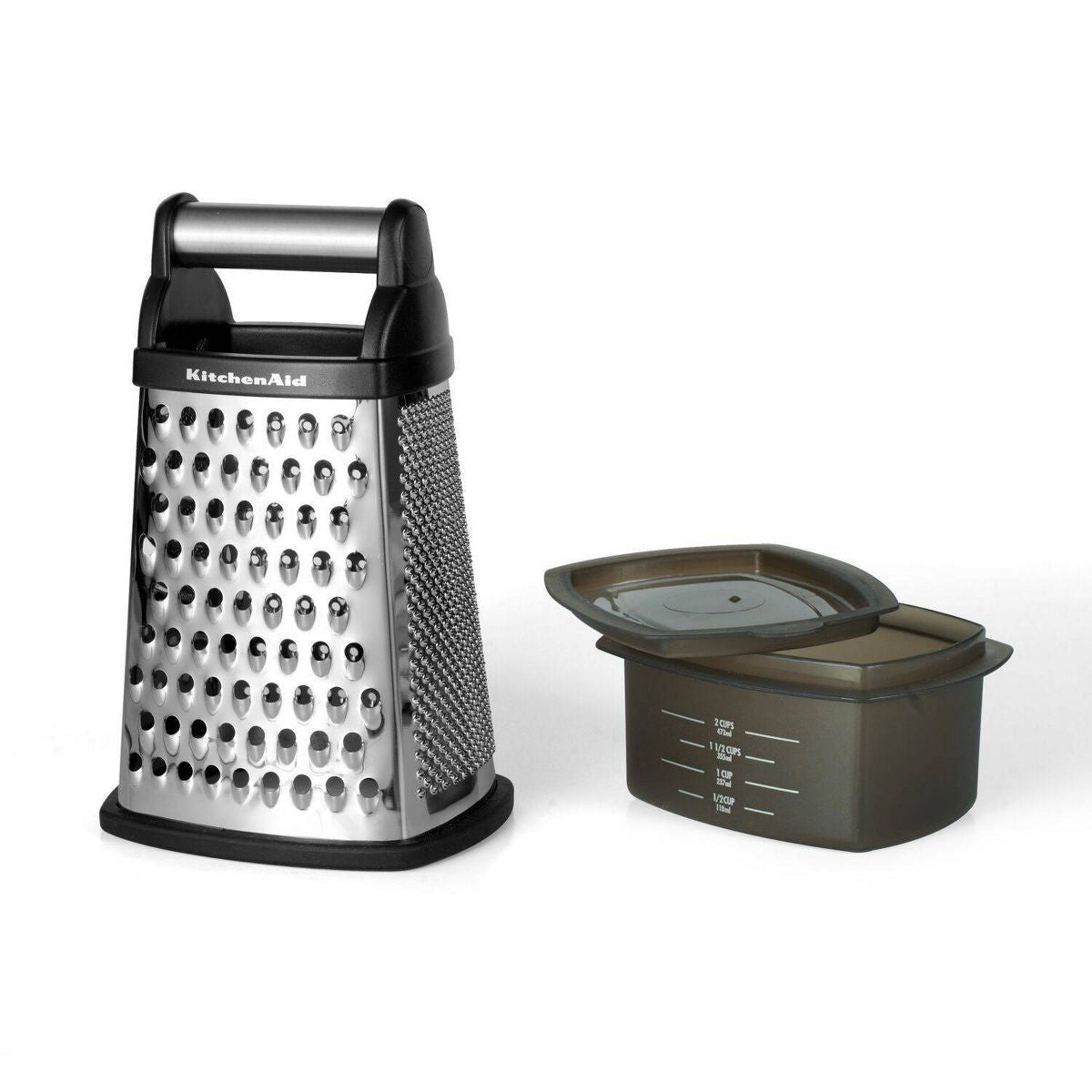 KitchenAid Gourmet 4 - Sided Box Grater – Stainless Steel Cheese, Vegetable & Zester Grater with Ergonomic Handle - Knack'd Up