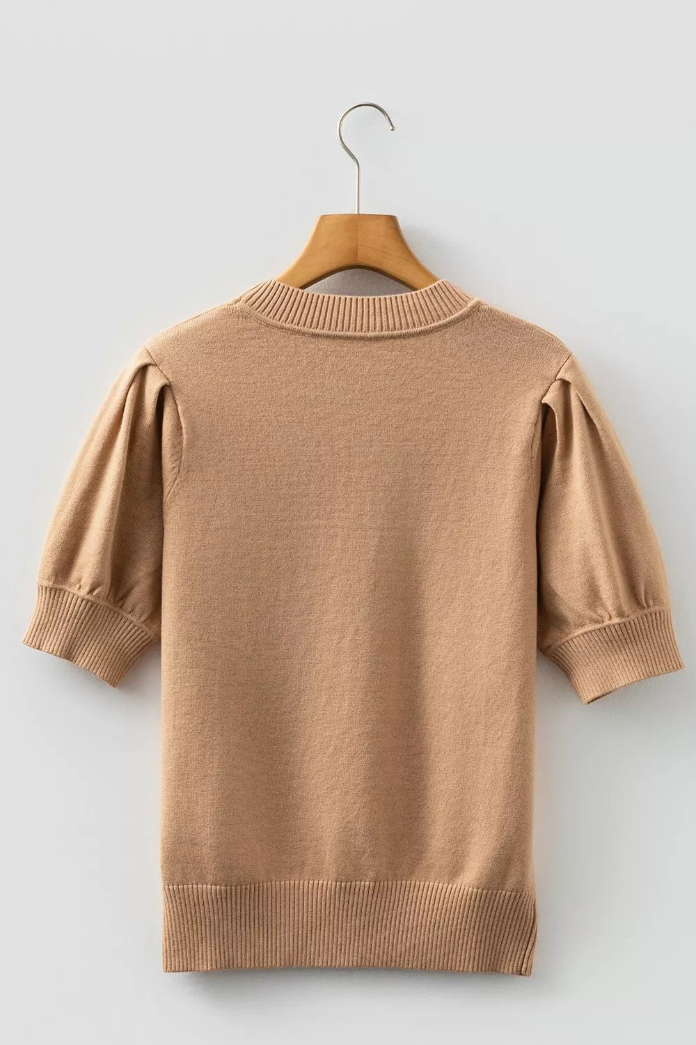 Knit Short Puff Sleeve Sweater - Knack'd Up