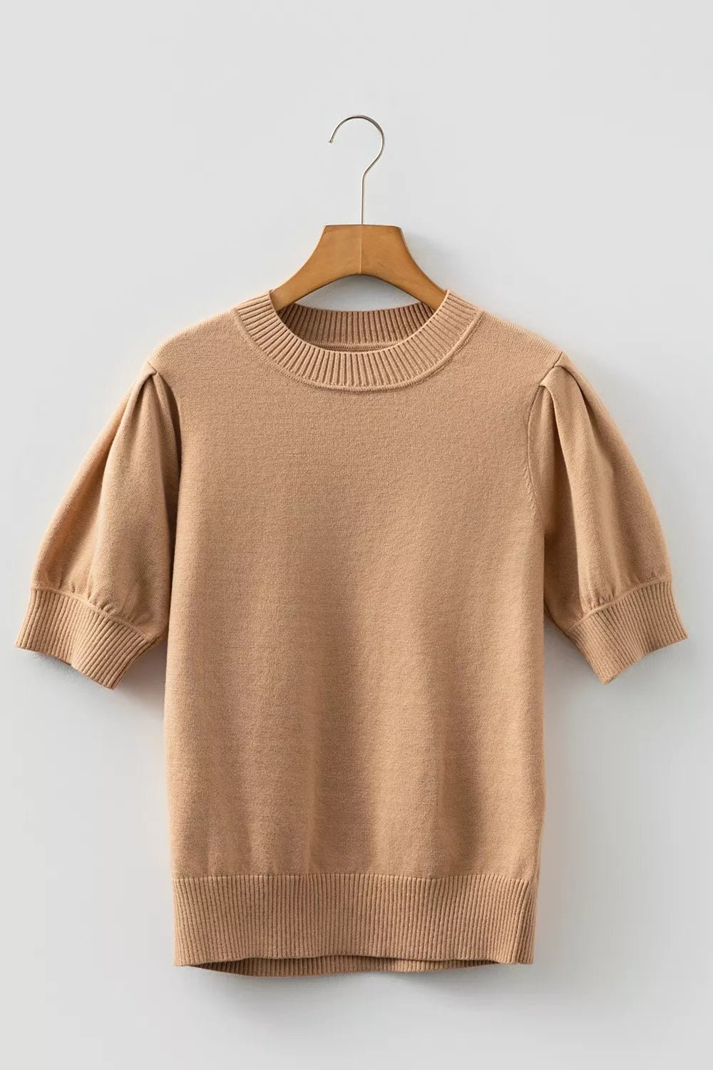 Knit Short Puff Sleeve Sweater - Knack'd Up