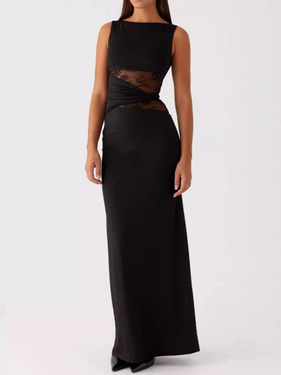 Lace Cutout Sleeveless Maxi Dress - Knack'd Up