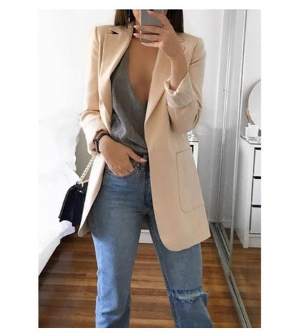 Lapel Slim Cardigan Temperament Blazer – Chic Business Casual Outerwear - Knack'd Up
