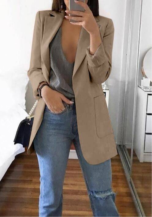 Lapel Slim Cardigan Temperament Blazer – Chic Business Casual Outerwear - Knack'd Up