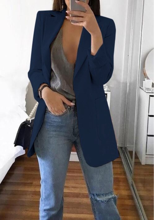 Lapel Slim Cardigan Temperament Blazer – Chic Business Casual Outerwear - Knack'd Up