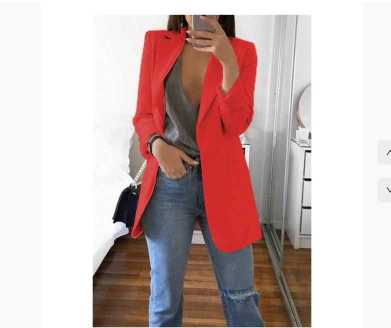 Lapel Slim Cardigan Temperament Blazer – Chic Business Casual Outerwear - Knack'd Up