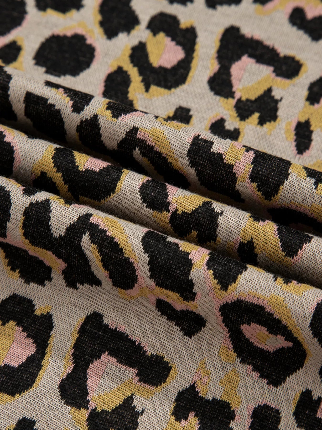 Leopard Print Contrast Edge Long Sleeve Pullover Shorts Set - Knack'd Up