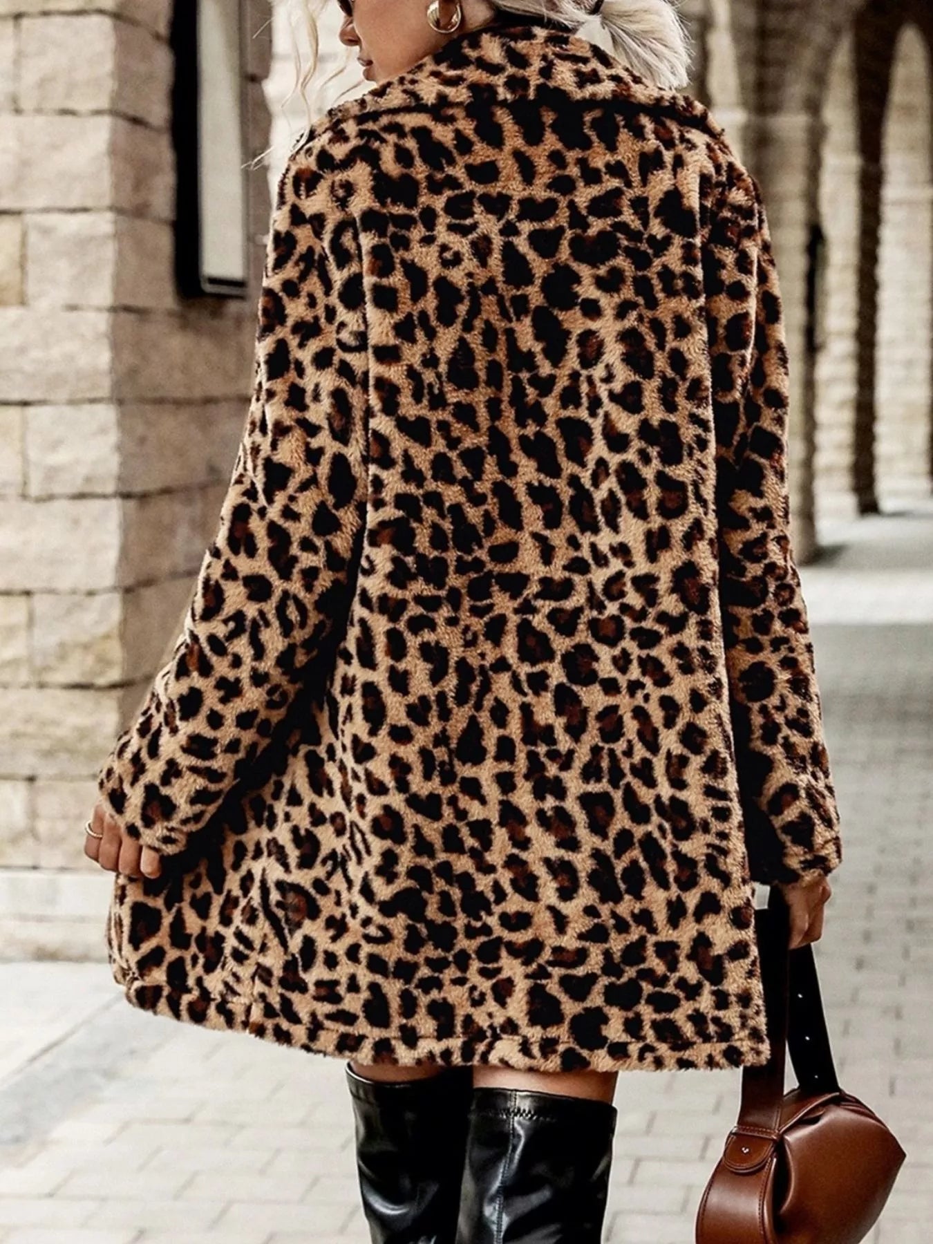 Leopard Print Faux Fur Longline Coat - Knack'd Up