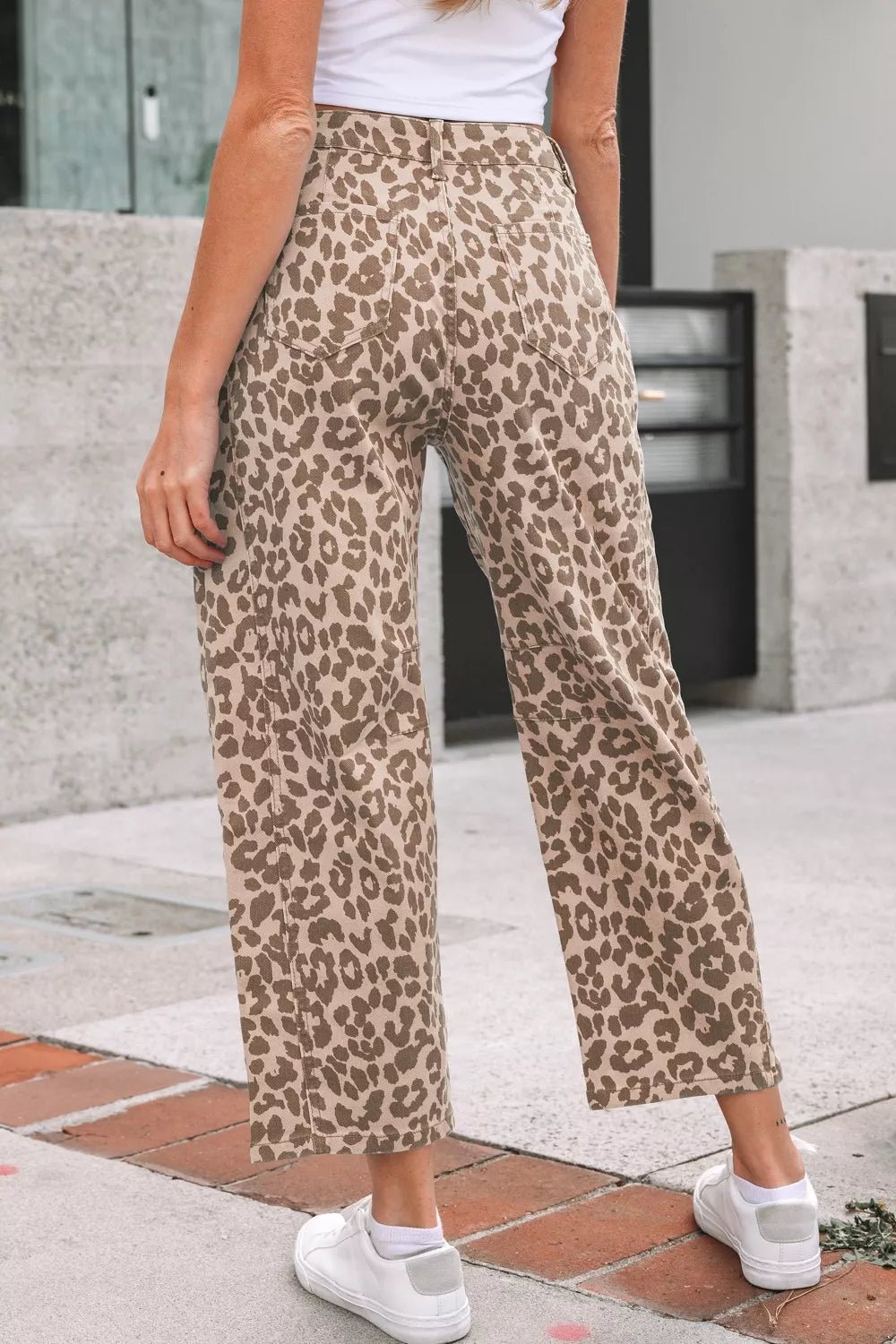 Leopard Print High - Waisted Cropped Jeans - Knack'd Up