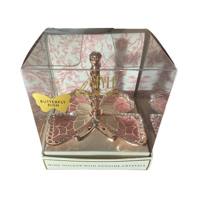 Luxury Butterfly & Floral Crystal Ring Holders – Elegant Jewelry Dish for Vanity, Bedroom, or Gift Box - Knack'd Up