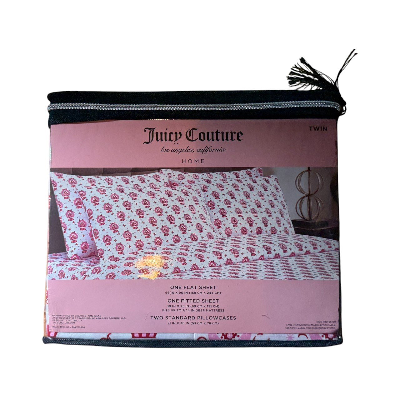 Luxury Holiday Twin Sheet Set Collection – Juicy Couture Pink Christmas Bedding - Knack'd Up