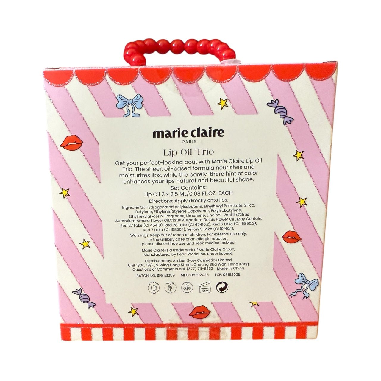 Marie Claire Charm Lips Lip Oil Trio – Hydrating & Glossy Lip Oil Set | Nourishing Shine with Sweet Candy Scent - Knack'd Up