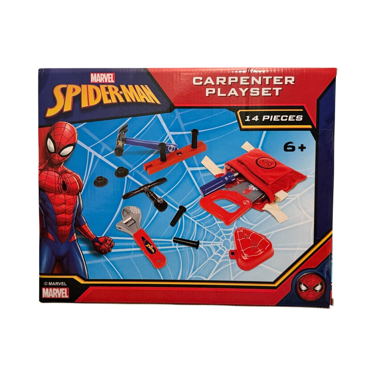 Marvel Spider - Man 14 - Piece Carpenter Playset – Kids Tool Kit for Creative Building Fun - Knack'd Up