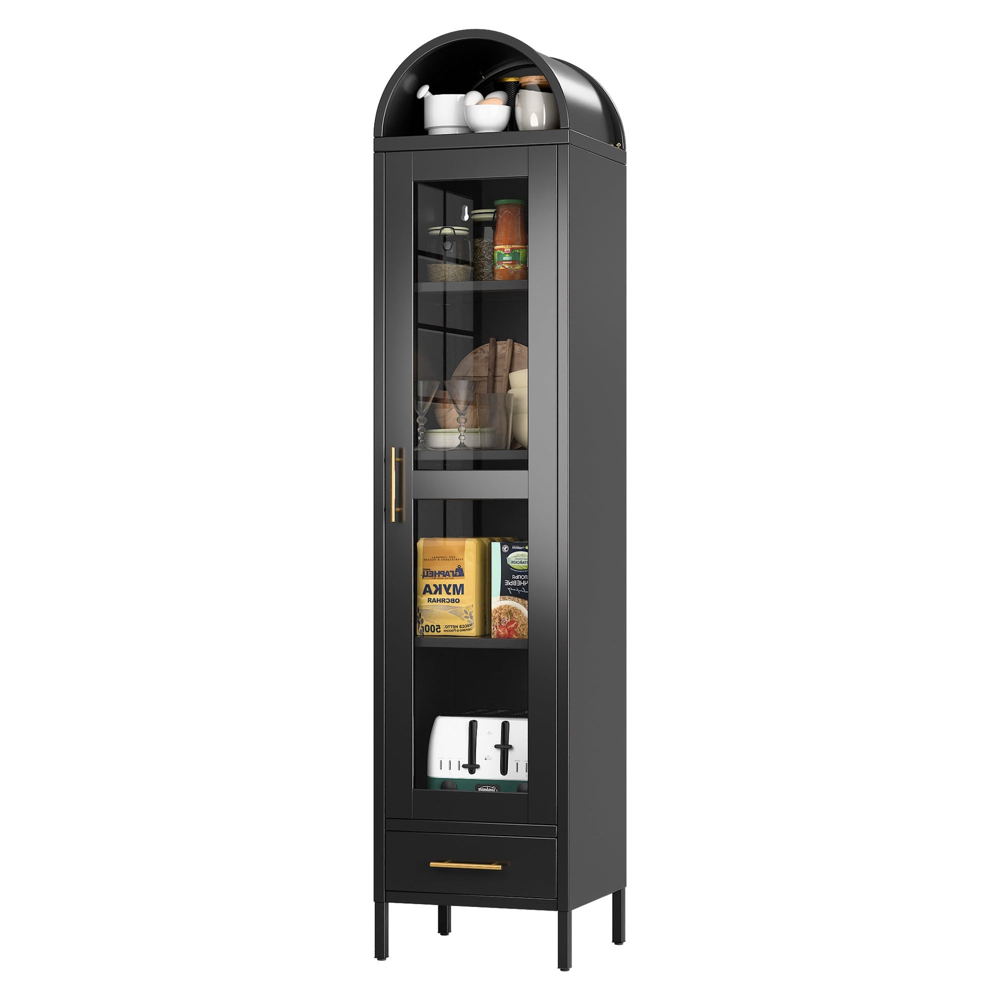 Metal Arched Storage Cabinet – Modern Black & White Organizer for Living Room, Kitchen & Office - Knack'd Up