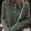 Mineral Wash Ribbed Knit Button Drawstring Neck Hooded Sweater - Knack'd Up