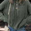 Mineral Wash Ribbed Knit Button Drawstring Neck Hooded Sweater - Knack'd Up