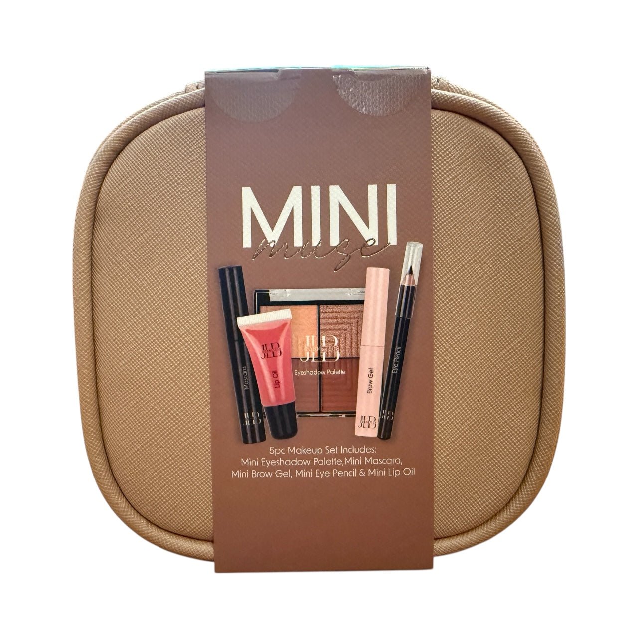 Mini Muse 5 - Piece Makeup Set – Compact Beauty Kit with Eyeshadow Palette, Mascara, Brow Gel, Eye Pencil & Lip Oil | Travel - Friendly Makeup Gift Set - Knack'd Up