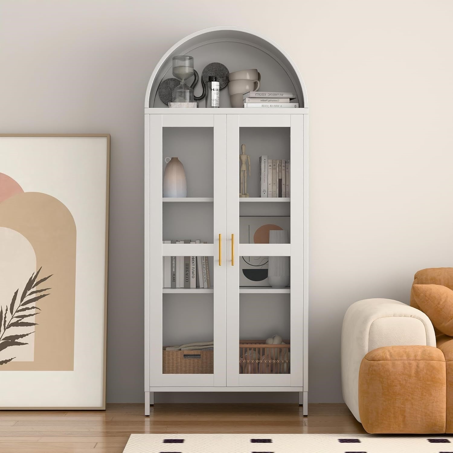 Modern Metal Arched Storage Cabinet – Black & White Household Organizer for Living Room, Office & Entryway - Knack'd Up