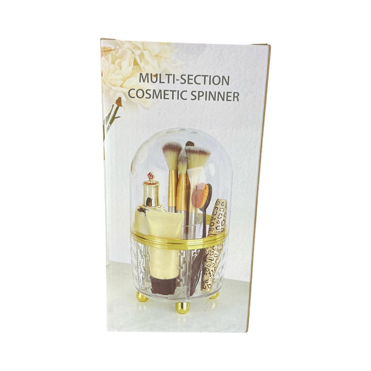 Multi - Section Cosmetic Spinner – 360° Rotating Makeup Organizer with Dust - Proof Dome Cover - Knack'd Up