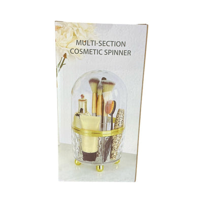 Multi - Section Cosmetic Spinner – 360° Rotating Makeup Organizer with Dust - Proof Dome Cover - Knack'd Up