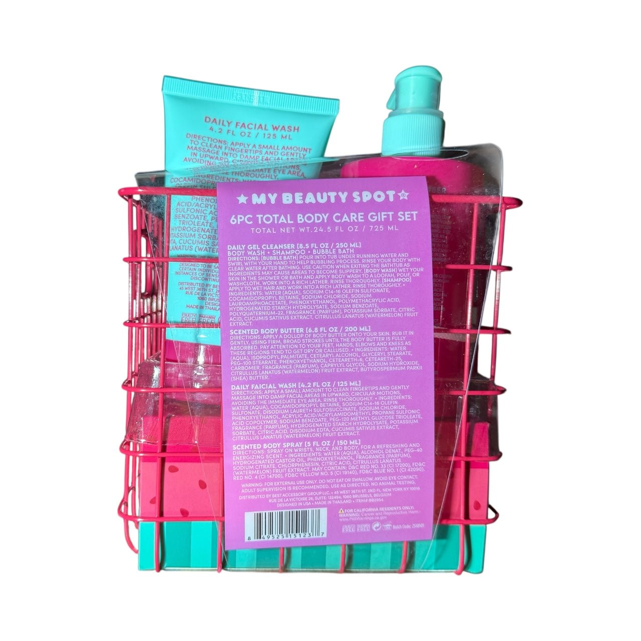 My Beauty Spot 6 - Piece Watermelon Body Care Gift Set – Hydrating Skincare Bundle for Women & Teens - Knack'd Up