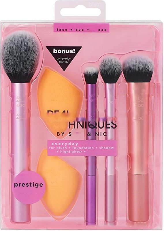 New REAL T Makeup Brush Set (5pcs) – Professional Makeup Tools for Face, Eyes & Cheeks - Knack'd Up
