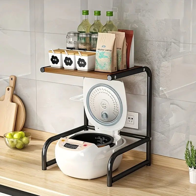 NNETM Multifunctional Microwave Storage Shelf - Kitchen Organizer and Oven Holder - Black - Knack'd Up